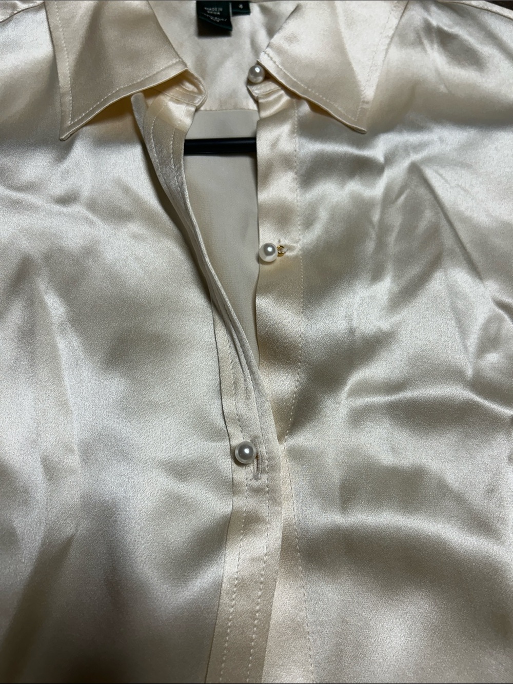 Ralph Lauren 100% silk Ivory Long-Sleeve Button-Up Shirt with pearl buttons. NWT - Picture 2 of 7